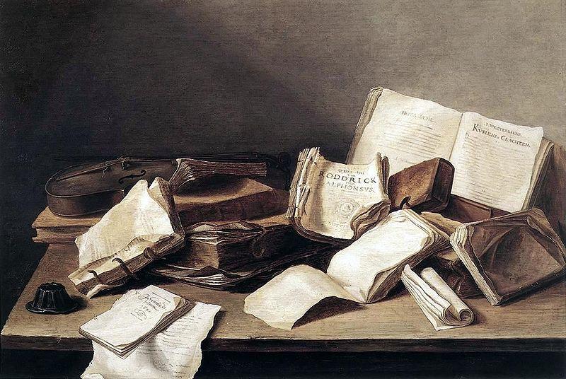 Jan Davidz de Heem Still life with books and a violin